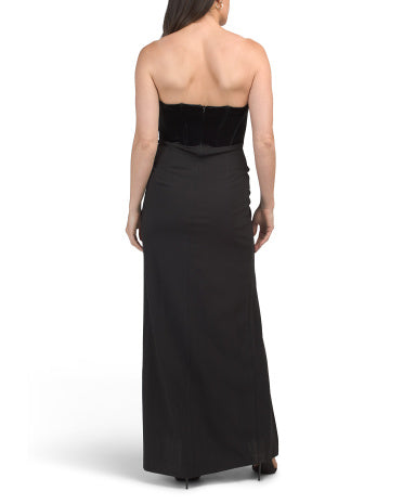 ADRIANNA BY ADRIANNA PAPELL Strapless Gown With Front Slit