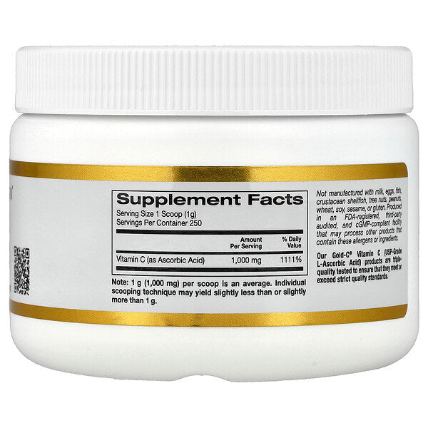 California Gold Nutrition Gold C Powder USP Səviyyəsi C Vitamini 1000mg 250g