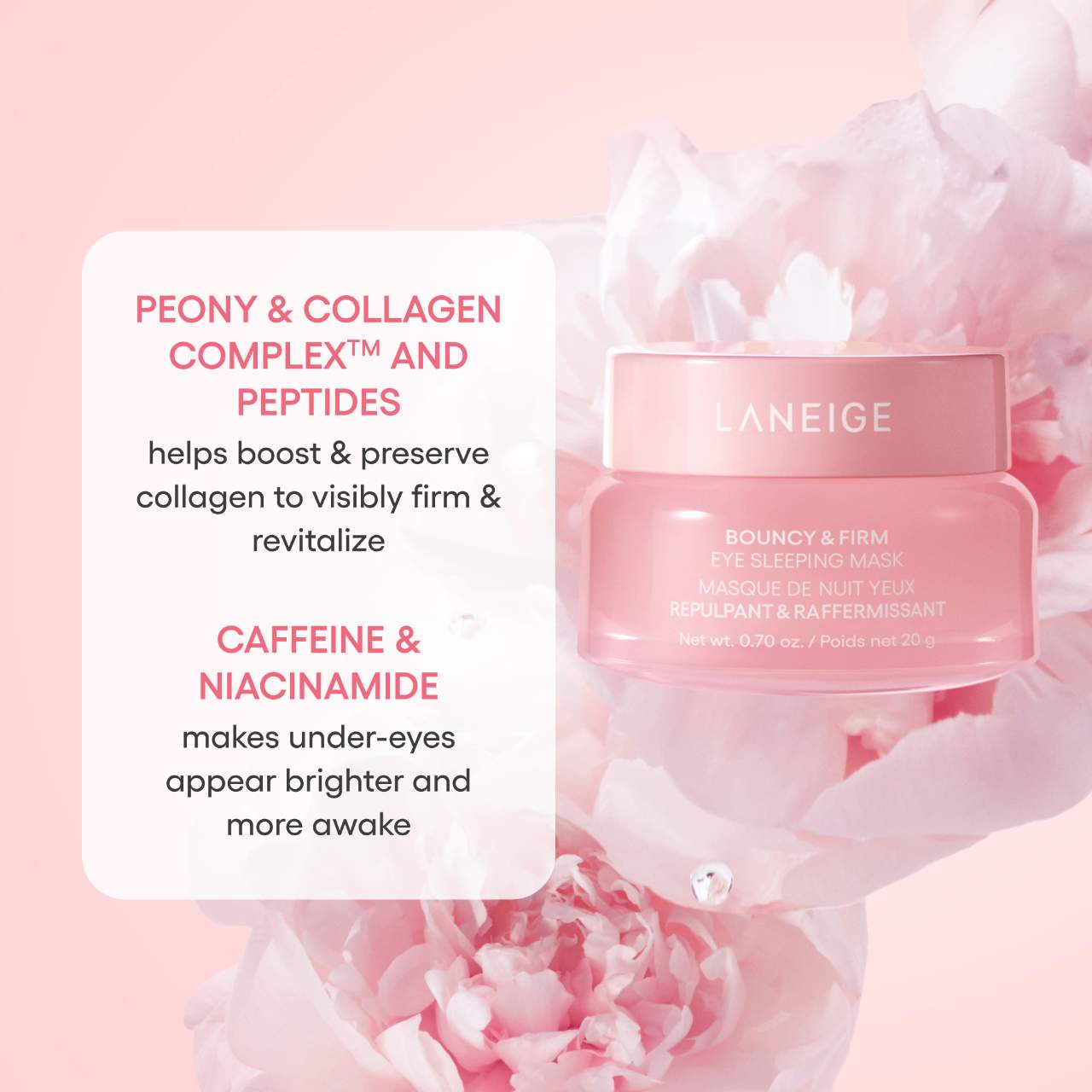 LANEIGE Bouncy & Firm Göz Parlaqlığı Artıran Yuxu Maskası Boyanı + Kollajen Kompleksi™