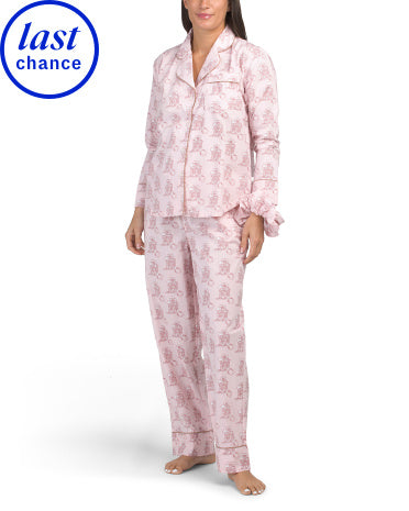 DENISE RAE 2 Parçalı Dolly Pijama Dəsti Uyğun Saç Bantı və Çantası ilə