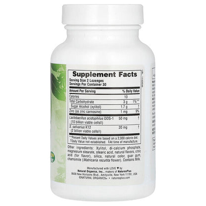 Naturesplus Adult S Qulaq Burun Boğaz Pastilləri K12 Probiotiklə Təbii Çoxmeyvəli Dad 60 Pastil