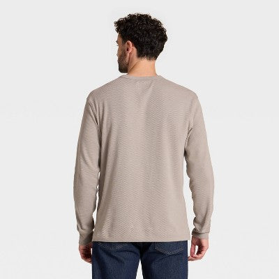 Goodfellow & Co Kişi Vintage Teksturlu Kryu Boyunlu Uzun Qol Köynəyi Ağ XL