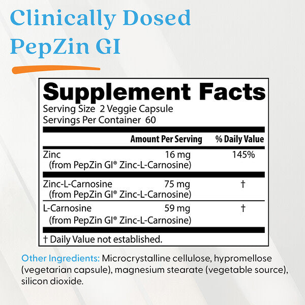 Doctor's Best Pepzin GI Zinc L-Carnosine 120 Bitki Kapsulu