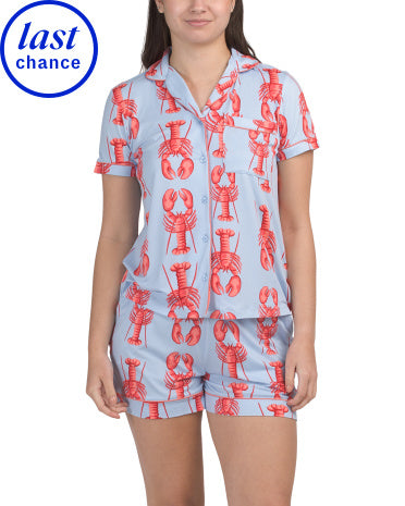 CHELSEA PEERS 2 Hissəli Istakoza Qısa Kollu Pijama Dəsti