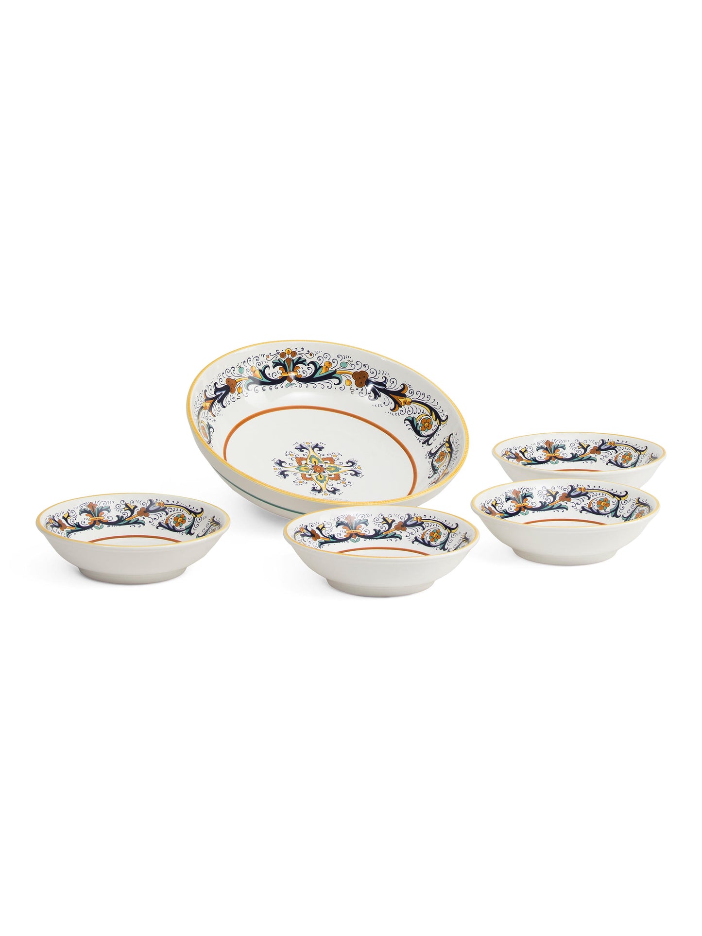 Made In Italy Ricco Deruta 5 Parçalı Xidmətçi Qabı və Çorbakəs Dəsti