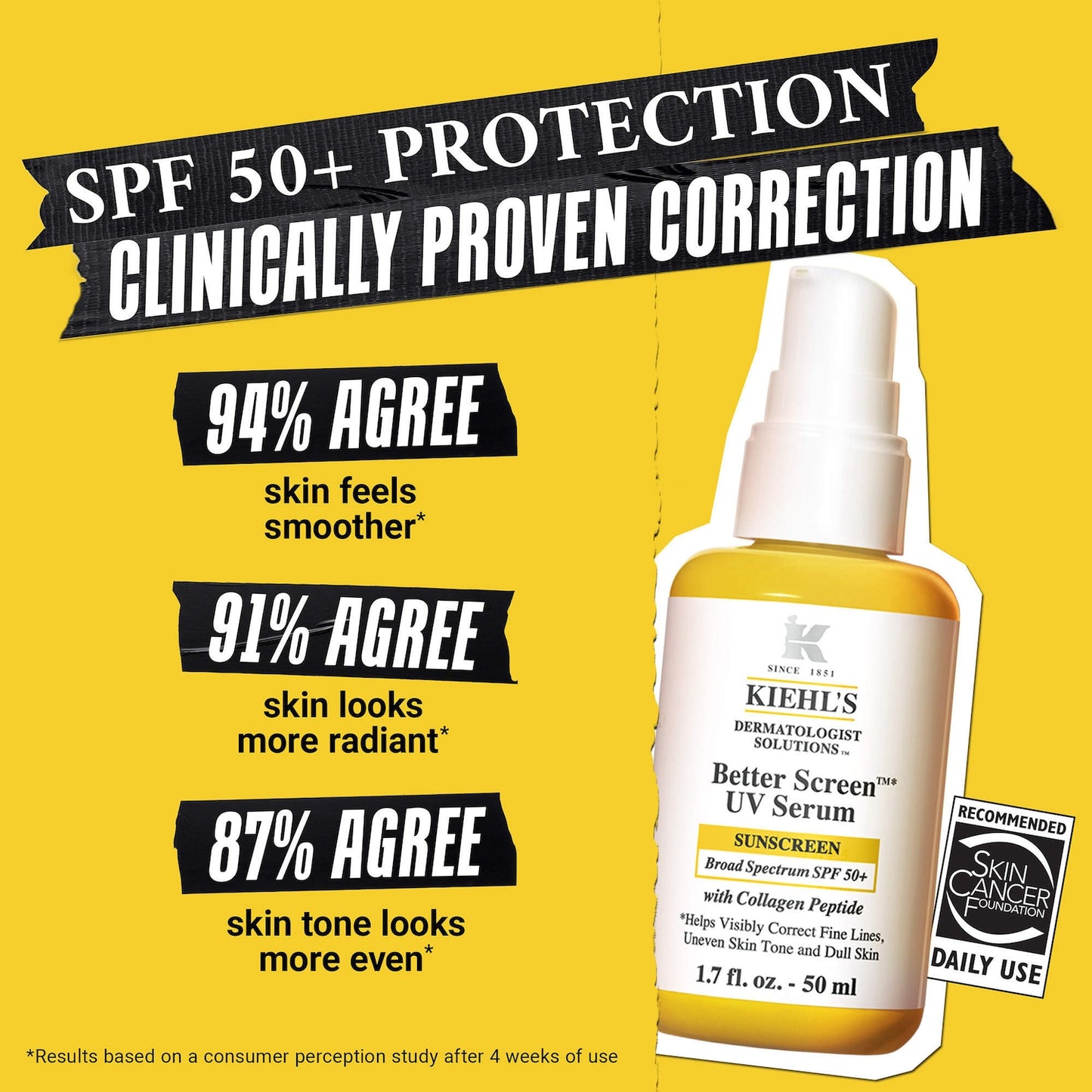 Kiehl's Since 1851 Mini Better Screen™ UV Serumu SPF 50+ Kolagen Peptidi ilə Günəş Kremi