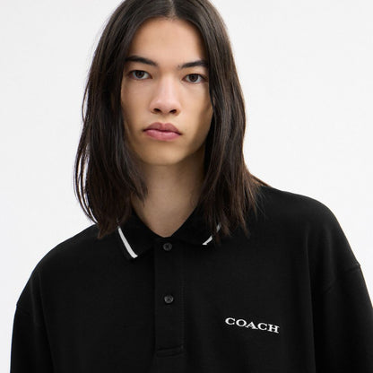Coach Signature Trim Uzun Qol Polo Regenerativ Pambıqdan