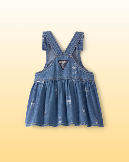 Carter's Qız Uşaq Disney© Winnie the Pooh Denim Sarğılı Etek Kombinezon - Açıq Yıkama