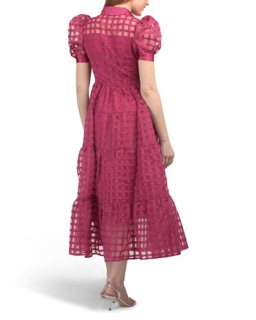 ENGLISH FACTORY Şəbəkə Toxumalı Organza Qatlı Maksi Geyim