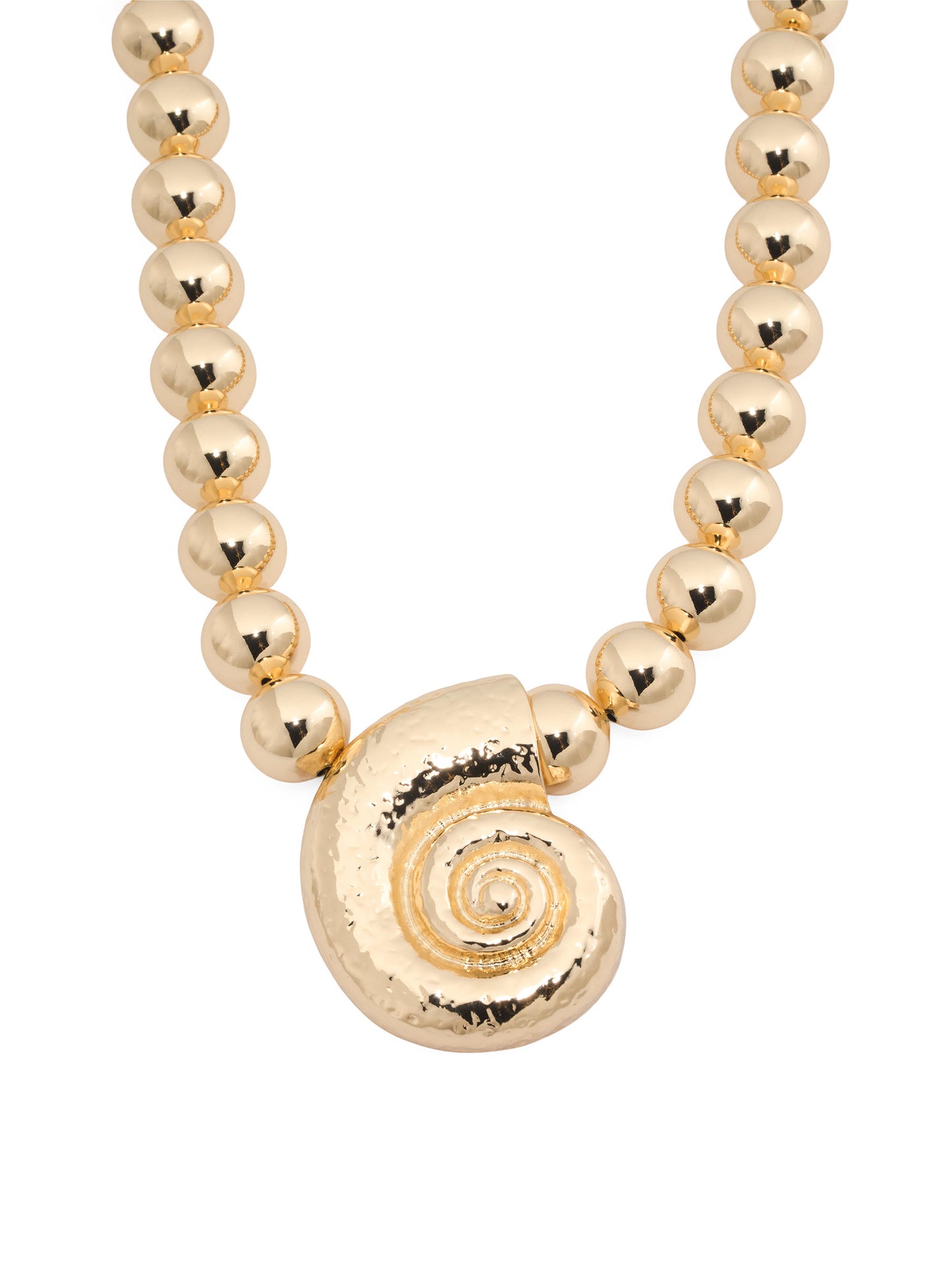 KENNETH JAY LANE Gold Beaded Seashell Pendant Necklace