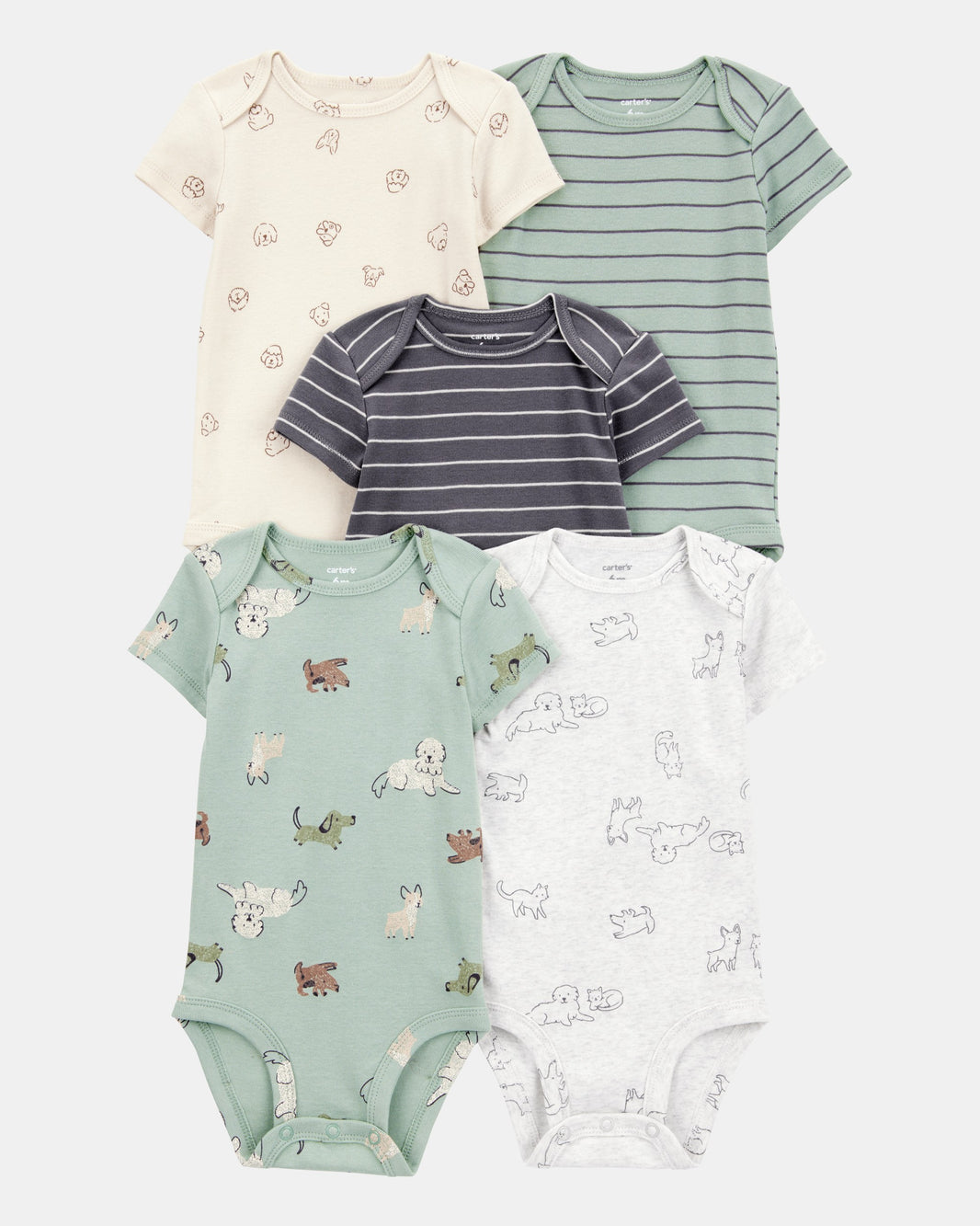 Carter's Uşaq Oğlan 5-Pack Köpək Qısa Kollu Pamuk Bodisutlər