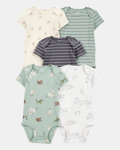 Carter's Uşaq Oğlan 5-Pack Köpək Qısa Kollu Pamuk Bodisutlər