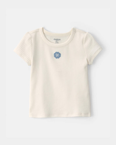 Carter's Toddler Girl 'OshKosh B'Gosh' Yonca Nakışlı Ribli Bluzka - Fil Dişi