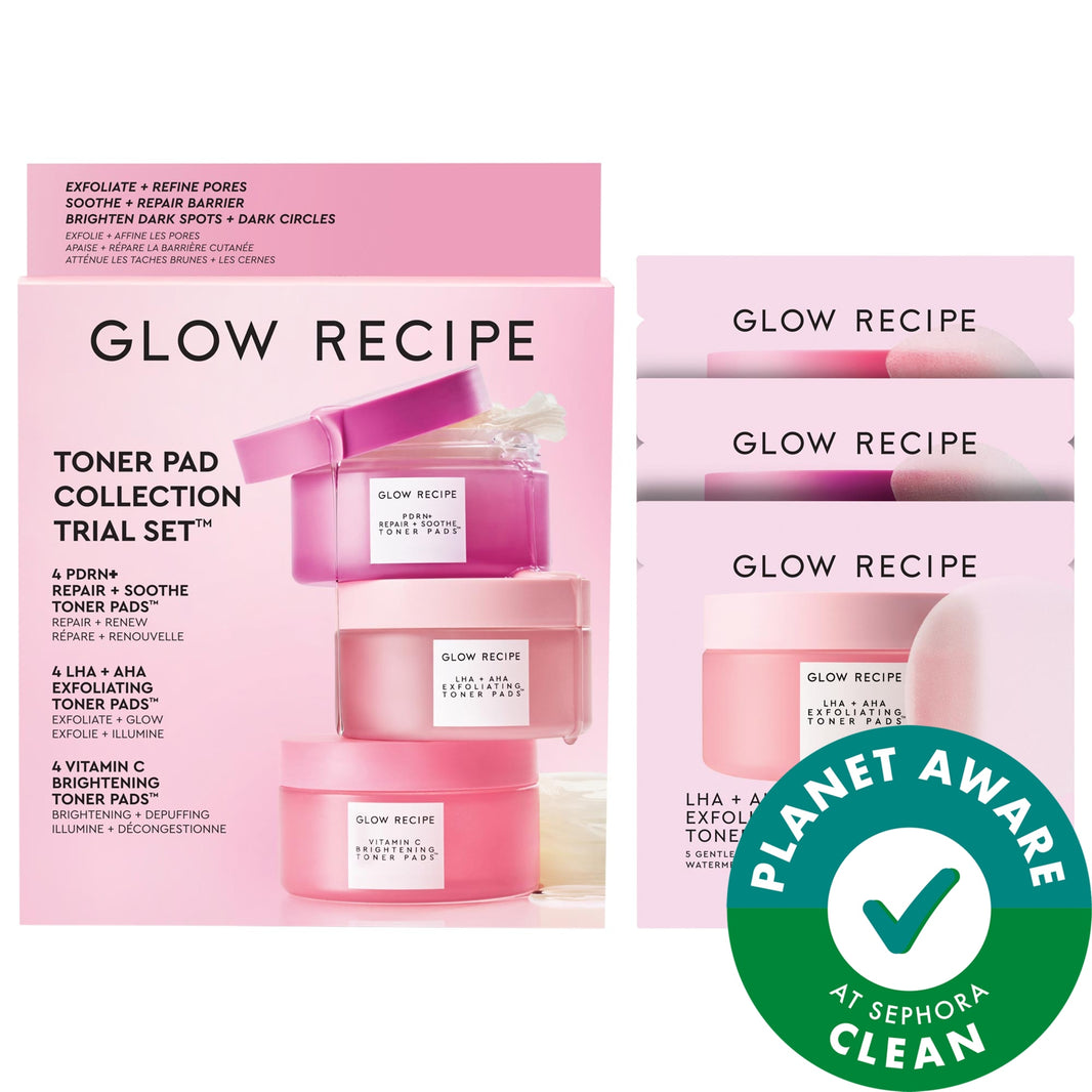 Glow Recipe Koreya Toner Pad Dəri Qulluğu Komplekti Gözenəklər, Tünd Ləkələr və Dəri Baryeri Onarışı üçün