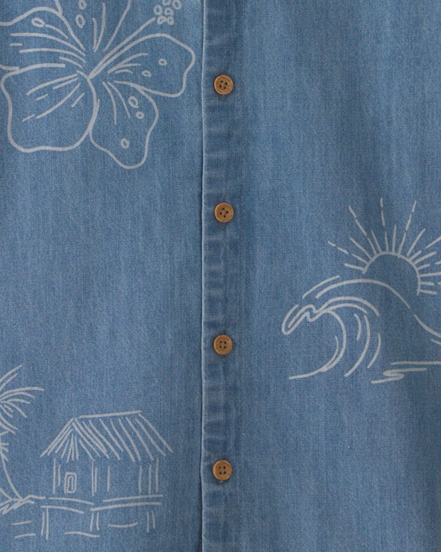 Carter's Oğlan Tropik Denim Qısa Tərəvəzli Düymələr Köynəyi - Orta Yuma