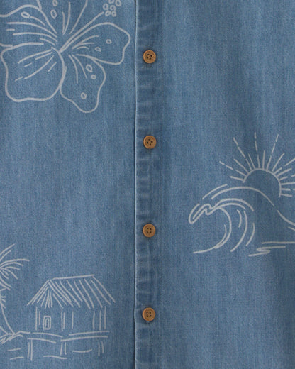 Carter's Oğlan Tropik Denim Qısa Tərəvəzli Düymələr Köynəyi - Orta Yuma