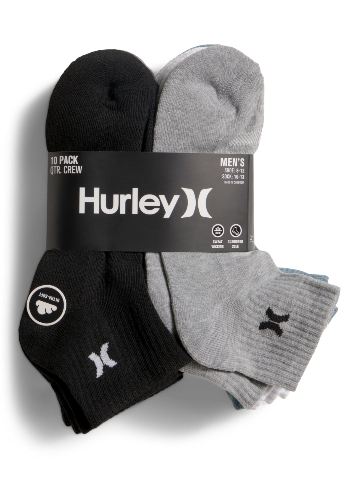 HURLEY 10pk Klassik Quarter İdman Çorapları