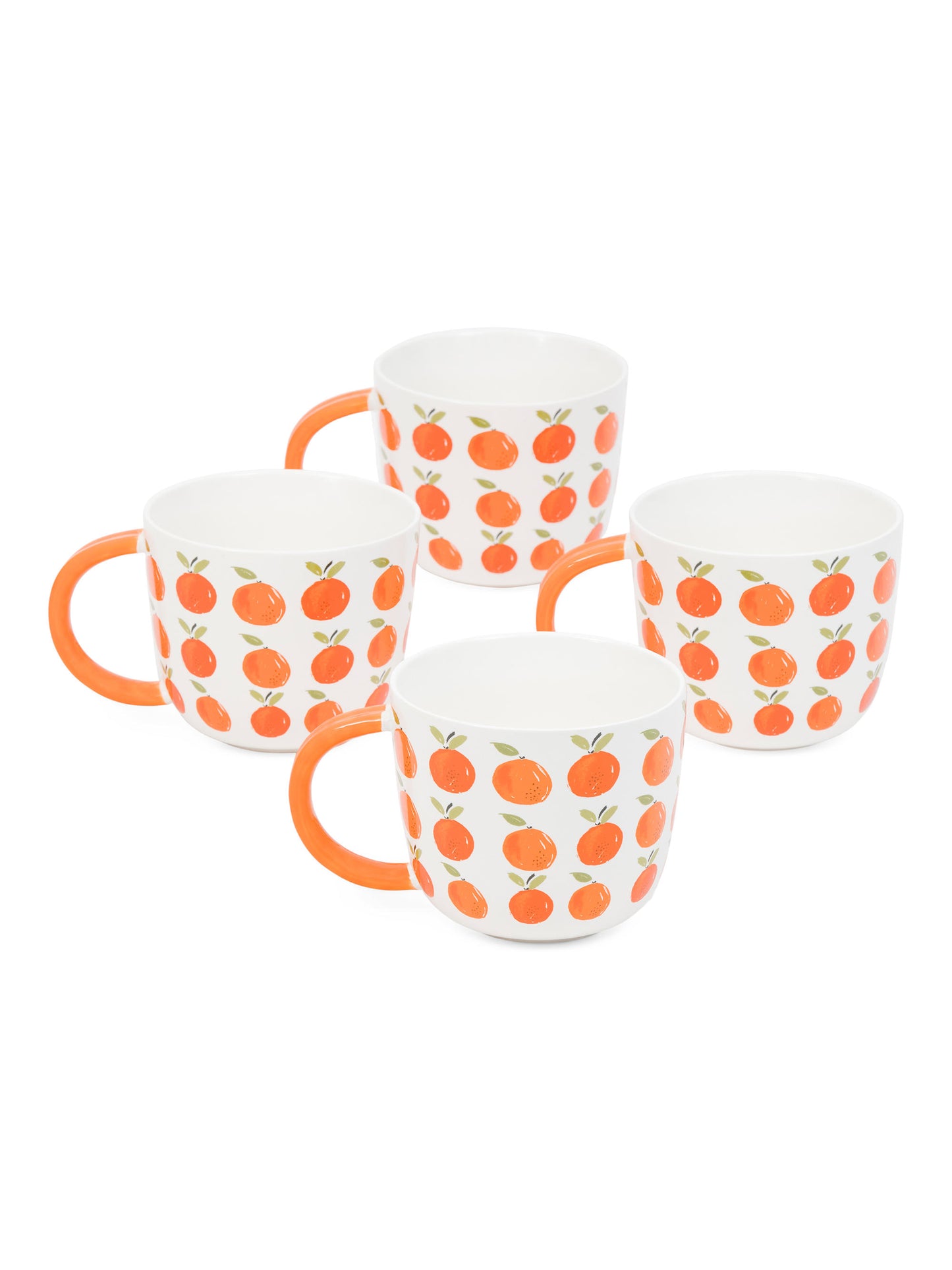 WELL DRESSED HOME 4 Parça 16oz Narıncı Desen Fincan