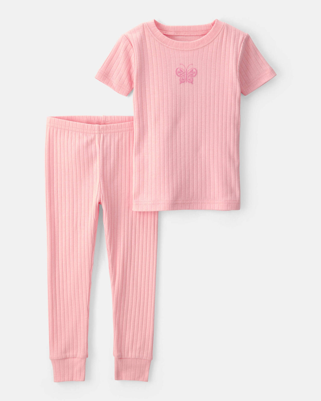 Carter's Toddler Qız Kəpənək Ribli Uyğun Oturan 2-Parçalı Pijama Dəsti - Çəhrayı