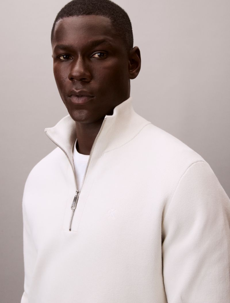 Calvin Klein Smooth Cotton Quarter Zip Sveteri
