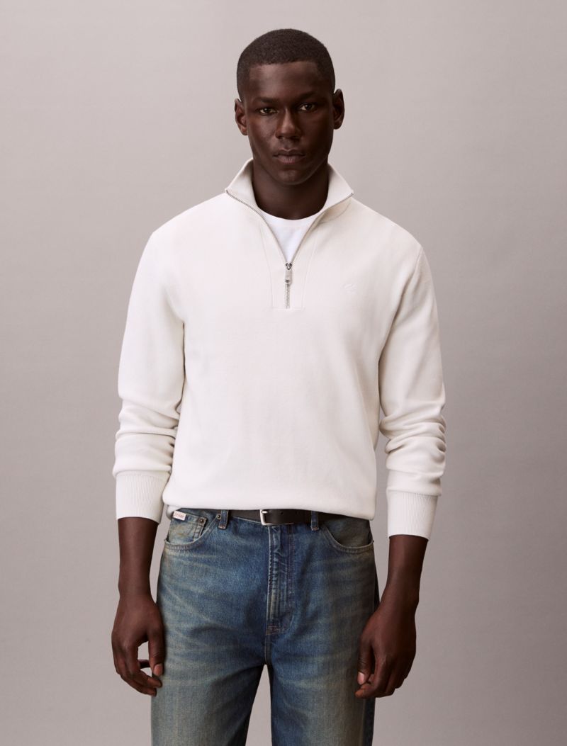 Calvin Klein Smooth Cotton Quarter Zip Sveteri