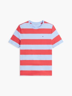 Tommy Hilfiger Rugby Stripe Köynək, Vintage Qırmızı/Açıq Mavi Zolaq