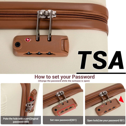Travelhouse 6 Parçalı Qatı Korporus Səyahət Çantası Yüngül Çanta TSA Kilidli və Fırlanan Təkərlərlə və Duffel Çanta, Ağ YoxYox