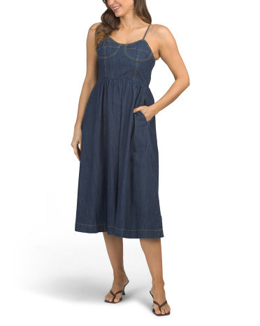JAPNA Denim Corset Üst Maksi Geyim
