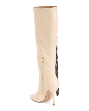 STUART WEITZMAN İspaniyada İstehsal Edilən Dəri Kristal Saçaqlı Çəkmə
