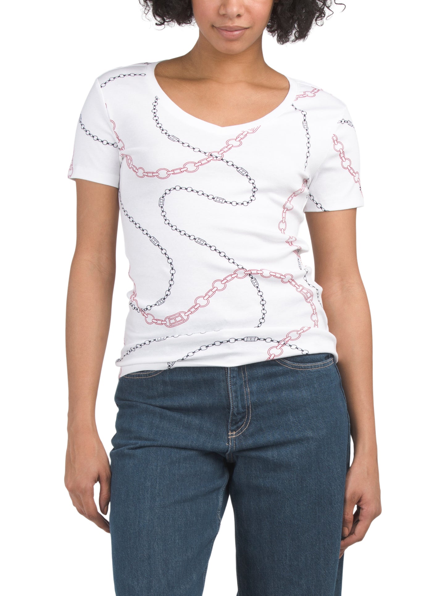 All Over Print Chains V-neck Köynək