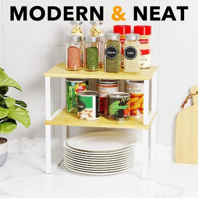 SpaceAid 2-Paket Mətbəx Şkafı Rəf Stendi, Mətbəx Qabı üçün Genişlənən Masala Rəfi