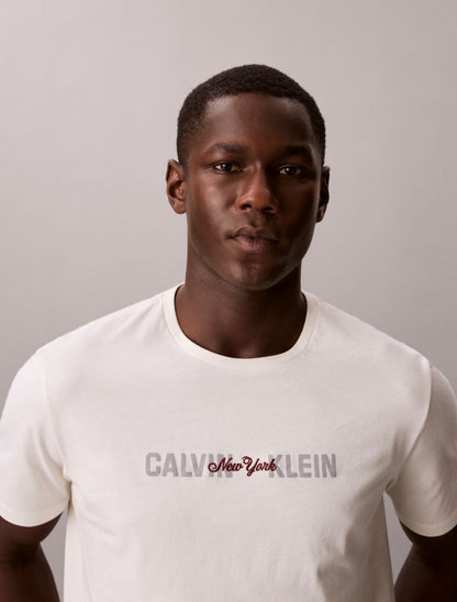 Calvin Klein New York Script Logo Qrafik Klassik Köynək