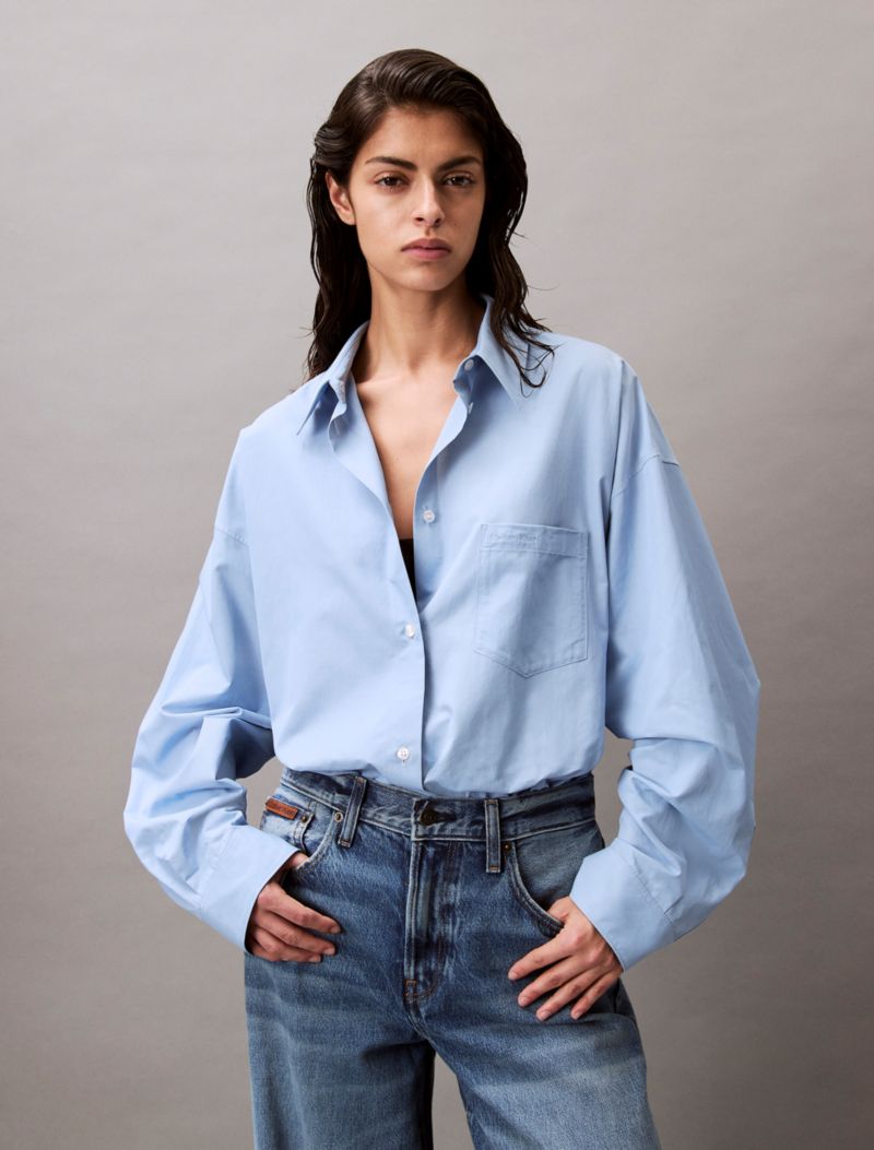 Calvin Klein Viskon Qarışığı Rahat Düyməli Köynək