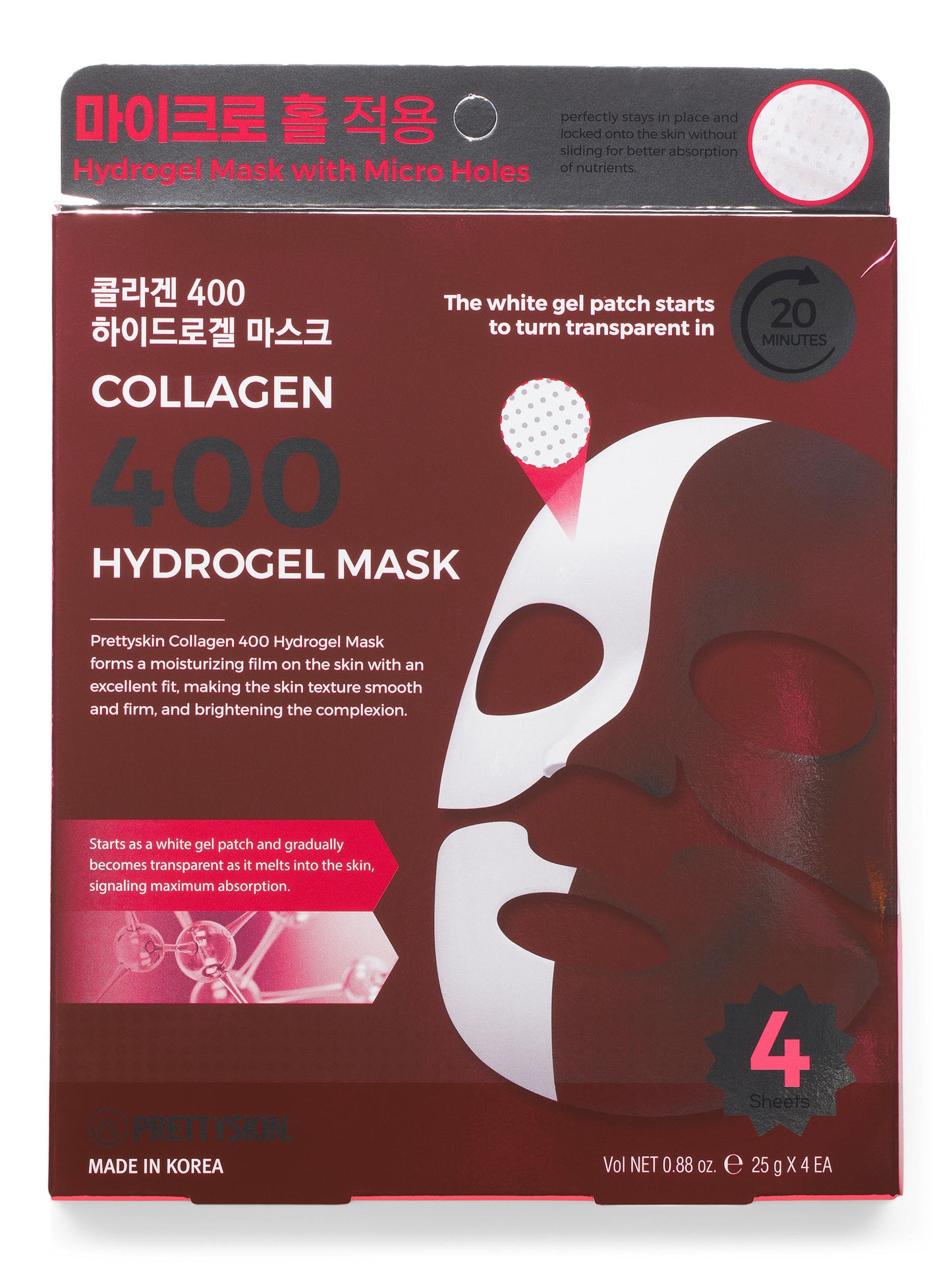PRETTYSKIN Koreya İstehsalı 4-lü Paket Kollagen 400 Hidrogel Maskası