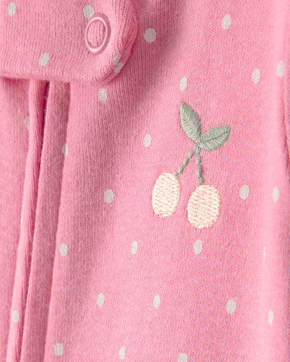 Carter's Qız Uşaq 2-Pack Çiyələk Çiçəkli Rahat Oturan 1-Parça Pijama - Çəhrayı