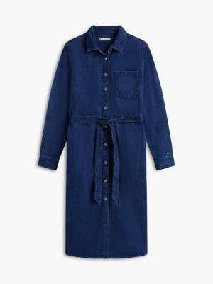 Tommy Hilfiger Denim Kəmərli Köynək Paltası, Tünd Yuyma YoxYox