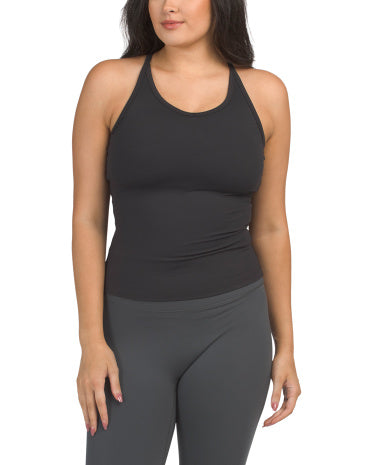 SPANX Ribbed Scoop Neck Tank Top With Built-in Shelf Bra