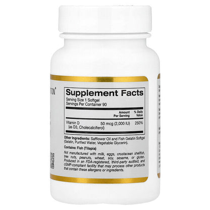 California Gold Nutrition D3 Vitamini 50 Mcg 2000 IU 90 Balıq Jelatini Softgel