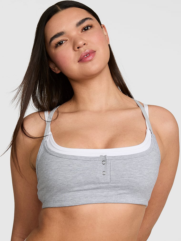 PINK All-Day Cotton™ Double Up Henley Bluzka