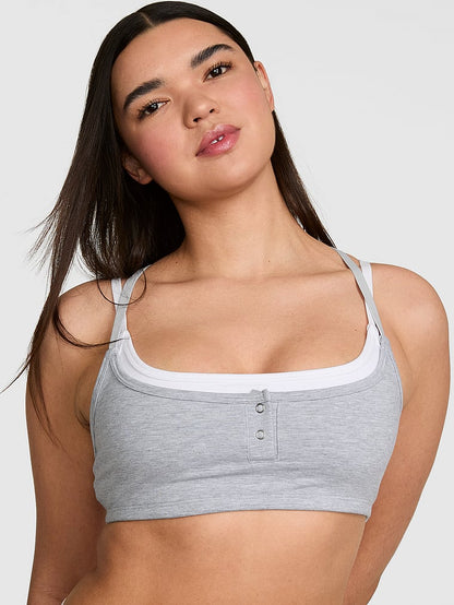 PINK All-Day Cotton™ Double Up Henley Bluzka