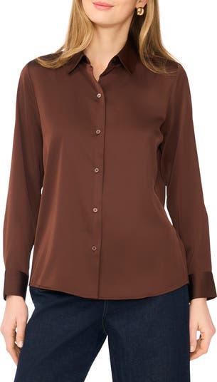 Vince Camuto Satin Uzun Tənli Düymələr Köynəyi