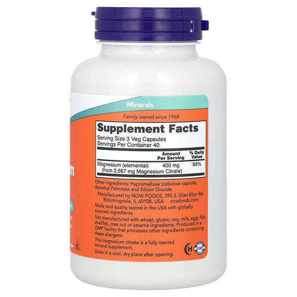 Now Foods Maqnesium Sitrat 120 Bitki Kapsulu 133 Mq Kapsul Başına YoxYox