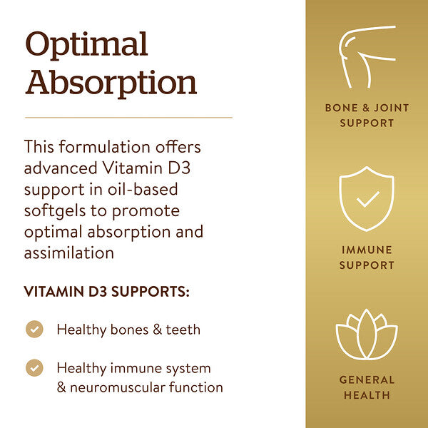 Solgar Vitamin D3 25 Mcg 1000 IU 250 Softgels