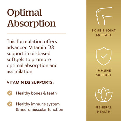 Solgar Vitamin D3 25 Mcg 1000 IU 250 Softgels