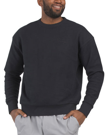 Icon Embroidered Logo Terry Crew Neck Sweatshirt