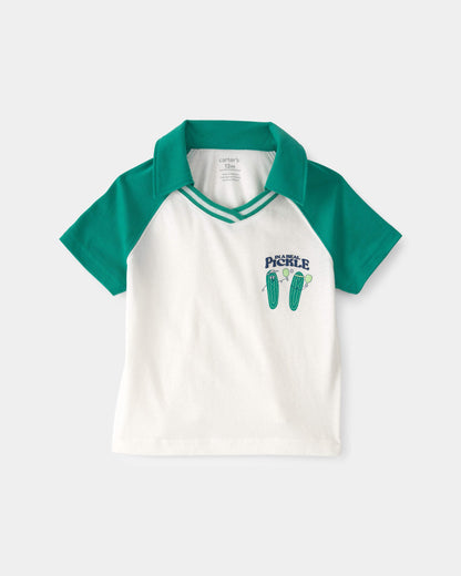 Carter's Oğlan Uşaq Pikl-Top Polo Köynəyi - Yaşıl/Fil Dişi