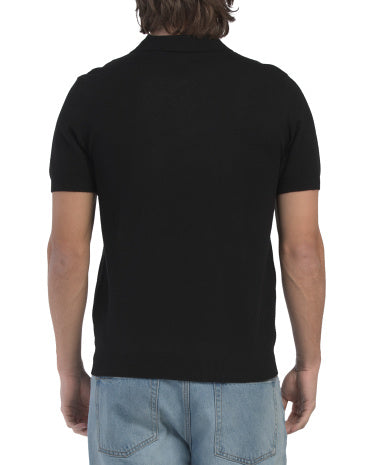Qısa Səviyyəli Toxunuşlu Xətli Açıq Yaxalıqlı Sweater Polo