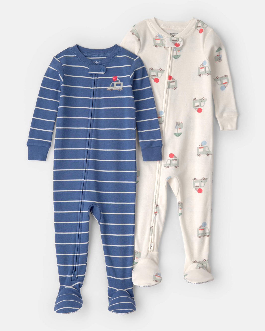 Carter's Uşaq 2-Paket Dondurma Maşını 100% Pamuk Rahat Oturan 1-Parçalı Pijama - Mavi/Fil Dişi