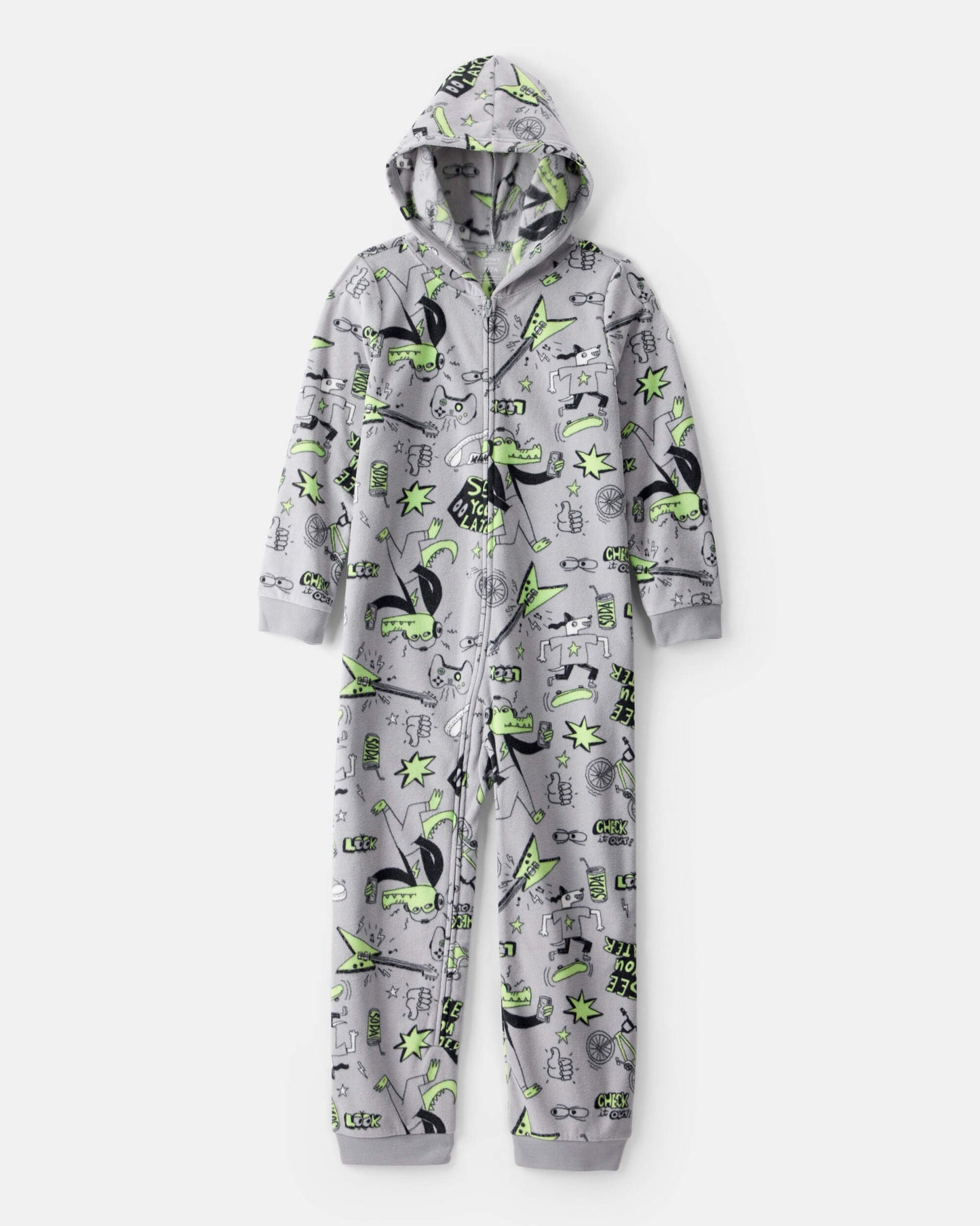 Carter's Oğlan Timsah Fleece Rahat Oturan Bir Parça Pijama