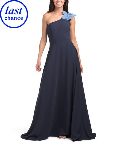 TERANI COUTURE Bir Omuz 3D Çiçək Geyimi